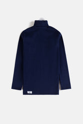 Rib Cotton Turtleneck - British Navy